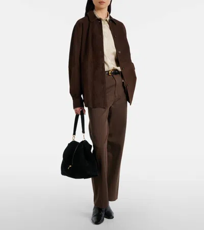 Totême Womens Bark Soft Long-sleeves Suede Overshirt In Multi