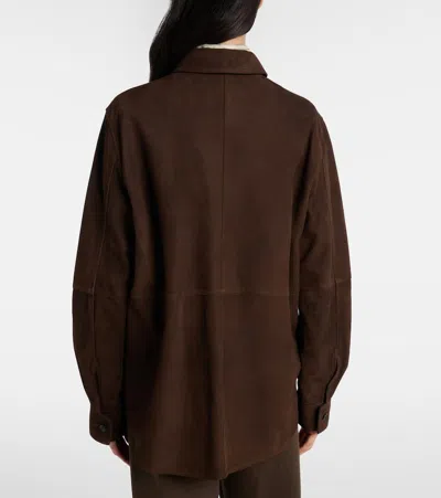 Totême Womens Bark Soft Long-sleeves Suede Overshirt In Multi