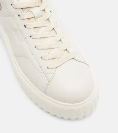 Hogan H-stripes Smooth Leather Sneakers In Neutral