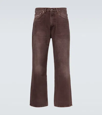 Our Legacy Denim Trousers Faded Effect Belt Loops Five Pockets In Brown