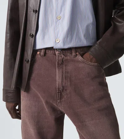Our Legacy Denim Trousers Faded Effect Belt Loops Five Pockets In Brown