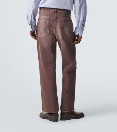 Our Legacy Denim Trousers Faded Effect Belt Loops Five Pockets In Brown