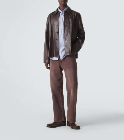 Our Legacy Denim Trousers Faded Effect Belt Loops Five Pockets In Brown