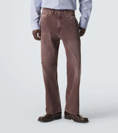 Our Legacy Denim Trousers Faded Effect Belt Loops Five Pockets In Brown