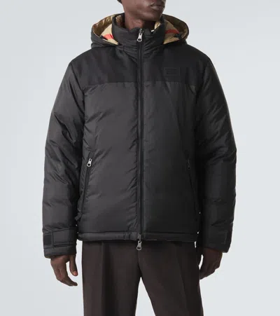 CHECK正反两穿连帽羽绒夹克