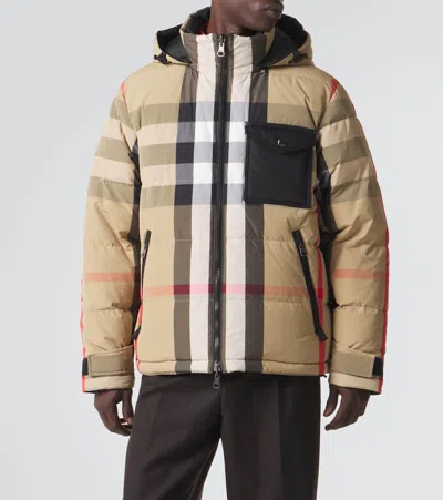 CHECK正反两穿连帽羽绒夹克