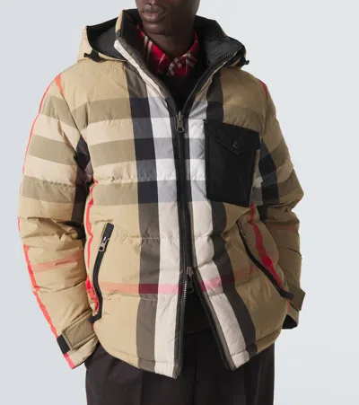 CHECK正反两穿连帽羽绒夹克