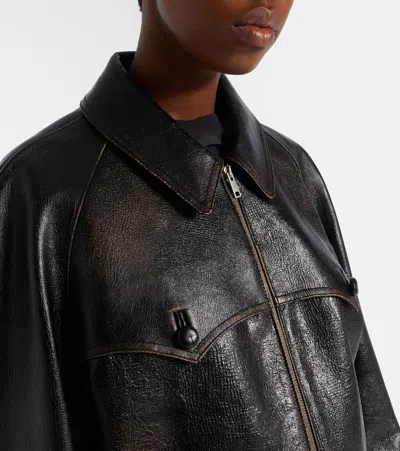 Prada Leather Jacket In Black
