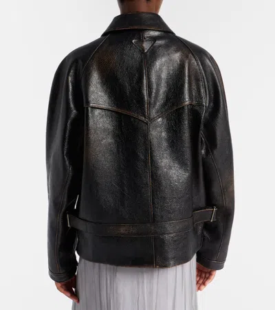 Prada Leather Jacket In Black