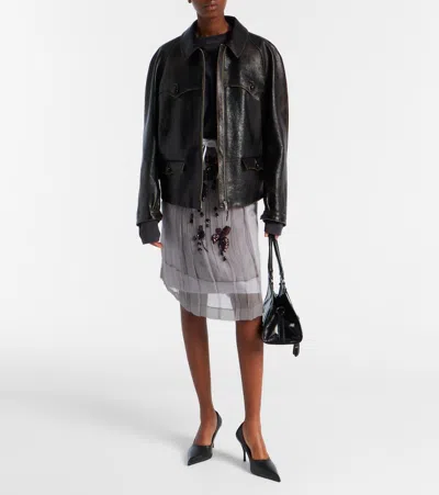 Prada Leather Jacket In Black