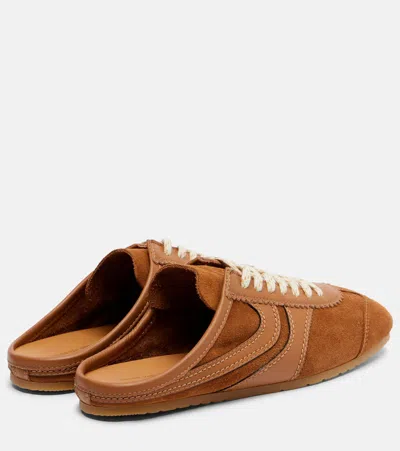 Dries Van Noten Suede Mules Rubber Sole Stitch Detailing In Brown