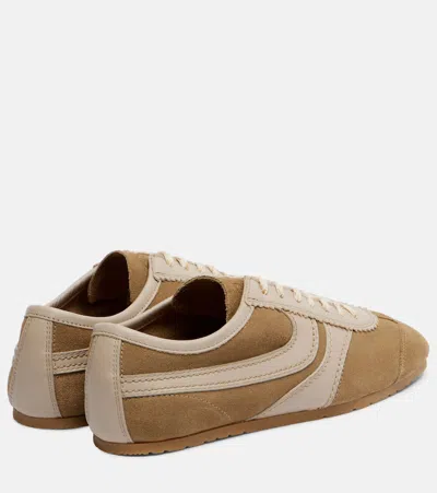 Dries Van Noten Women Beige Low-top Sneakers With Two-tone Lace-up In Suede Woman In White