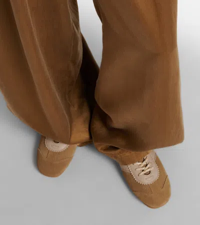 Dries Van Noten Women Beige Low-top Sneakers With Two-tone Lace-up In Suede Woman In White