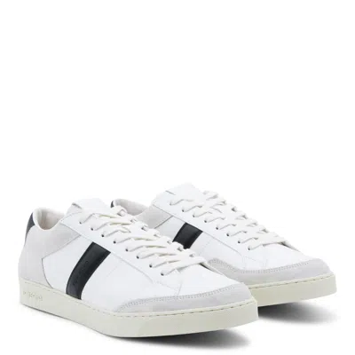 Tom Ford Panelled Suede And Grained Leather Sneakers In White