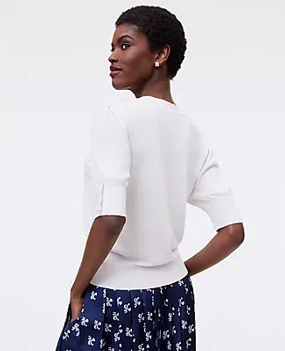 Ann Taylor Button Sweater Tee In White