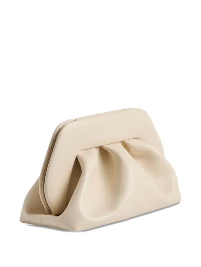 Themoirè Bios Medium Vegan Leather Pleated Clutch In Neutral