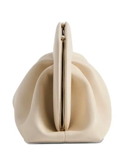 Themoirè Bios Medium Vegan Leather Pleated Clutch In Neutral
