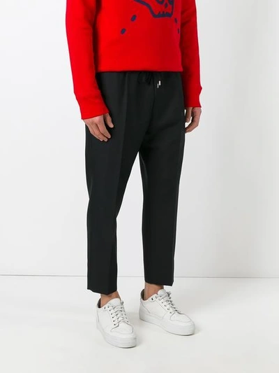 Shop Gucci Drawstring Cropped Track Pants In Black