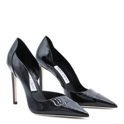 Jimmy Choo Brigitte Black Pumps With Thin Heel In Shiny Leather Woman