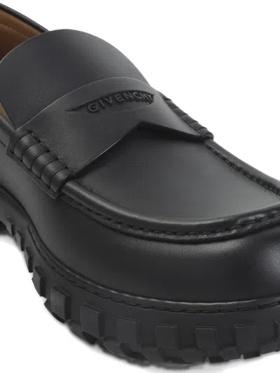 Givenchy Echo Leather Penny Loafers In Blue