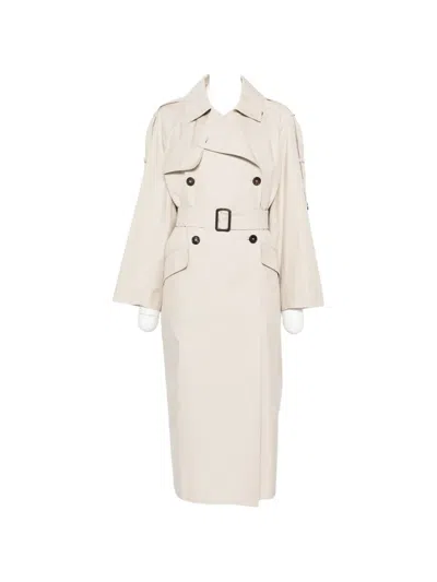 Max Mara Belted Double-breasted Coat In Neutral
