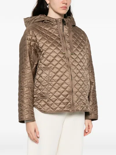Max Mara Waterproof Canvas Down Jacket In White