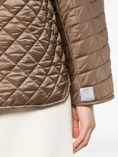 Max Mara Waterproof Canvas Down Jacket In White