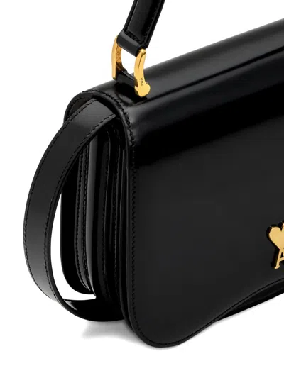 Ami Alexandre Mattiussi Black Handbag With Adc Patch On The Front And Adjustable And Removable Shoulder Strap In Leather Wom