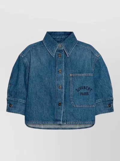 Givenchy Cropped Cocoon Shirt In Medium Denim Clothing In Blue