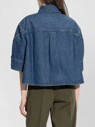 Givenchy Cropped Cocoon Shirt In Medium Denim Clothing In Blue