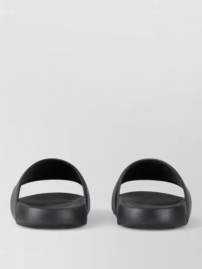 Givenchy Black Sandals With Wide Band And Contrasting Logo Patch In Rubber Man In Black