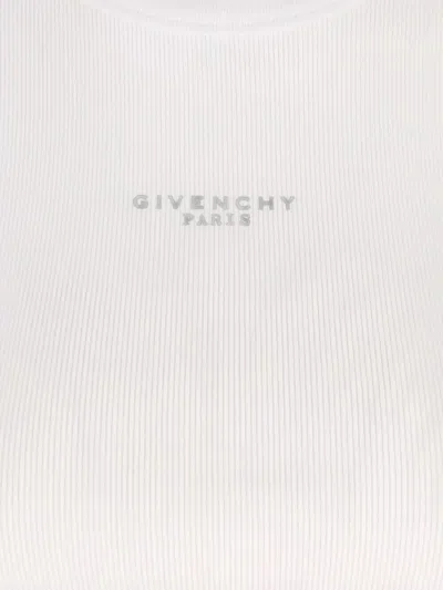 Givenchy White Sleeveless Top With Logo Lettering On The Front In Cotton Stretch Woman In Neutral