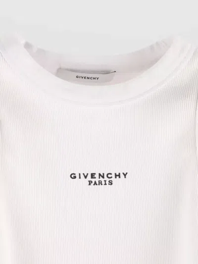 Givenchy White Sleeveless Top With Logo Lettering On The Front In Cotton Stretch Woman In Neutral