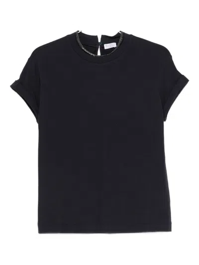 Brunello Cucinelli Stretch Cotton Jersey T-shirt With Precious Faux-layering In Multi