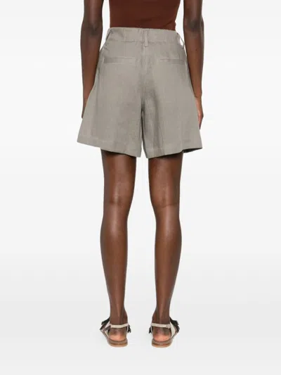 Brunello Cucinelli Women Tailored Linen Bermuda Shorts With Double Pleats In Multi