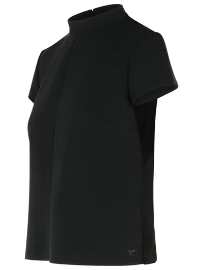 Courrèges Heritage Black Polyester Blend T-shirt In Black