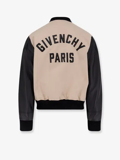 Givenchy Silk Nylon Jacket Contrast Sleeves Pockets In Brown