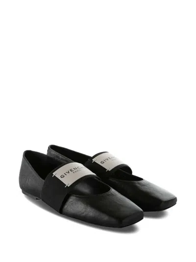 Givenchy Sliced Square Elastic-strap Ballet Flats In Black