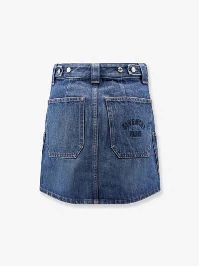 Givenchy Patch-pocket Denim Skirt In Blue