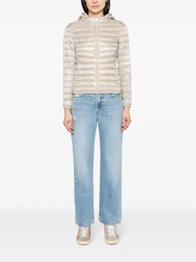 Herno Women Nylon Short Down Jacket In Metallic