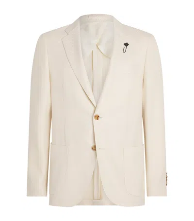 Lardini Wool-cotton Patch Pocket Blazer In Neutral