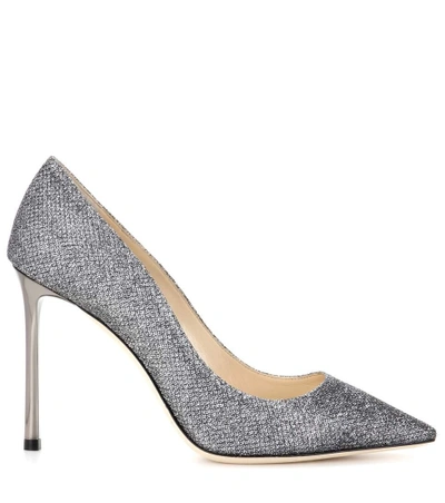 Shop Jimmy Choo Romy 100 Glitter Pumps In Grey