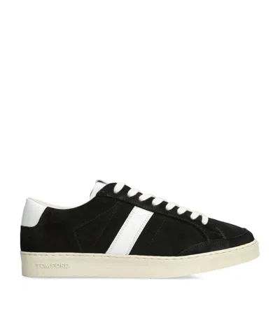 Tom Ford Blake Sneakers Suede Upper Contrast Stripe Rubber Sole In Black