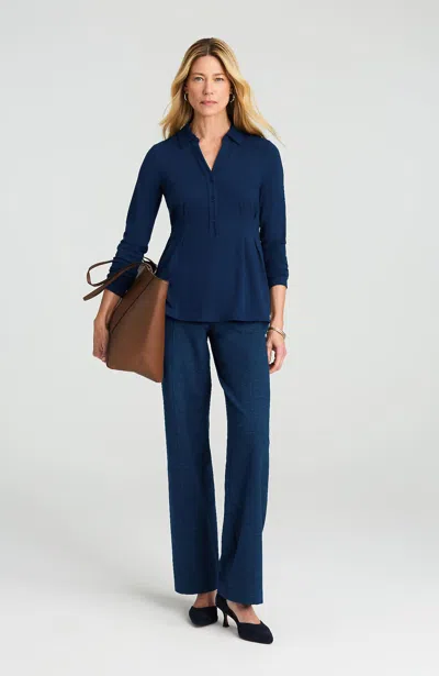 Jjill J.jill Wearever Pleated Knit Shirt In Blue