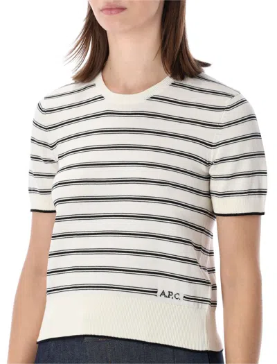 Apc A.p.c. Striped Short-sleeve Knit Top In Multi