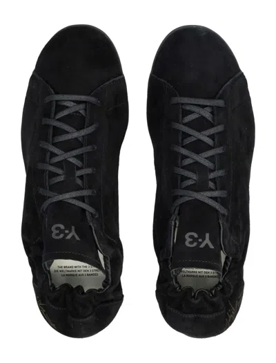Y-3 Adidas Black Suede Stan Smith Lo Pro Sneakers In Black
