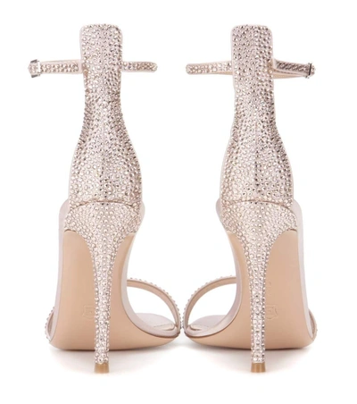 Shop Gianvito Rossi Portofino Embellished Satin Sandals In Pink