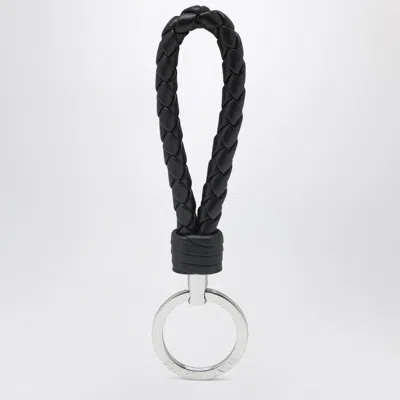 Bottega Veneta Tourmaline Blue Intrecciato Leather Key Ring In Multi