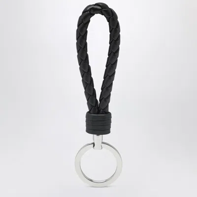 Bottega Veneta Tourmaline Blue Intrecciato Leather Key Ring In Multi