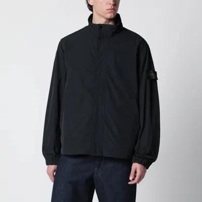Stone Island Nylon Jacket High Collar Elastic Cuffs In Black